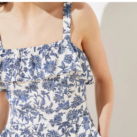 LOFT Trellis Garden Floral Sleeveless Wide Leg Jumpsuit size 0 - Picture 9 of 17